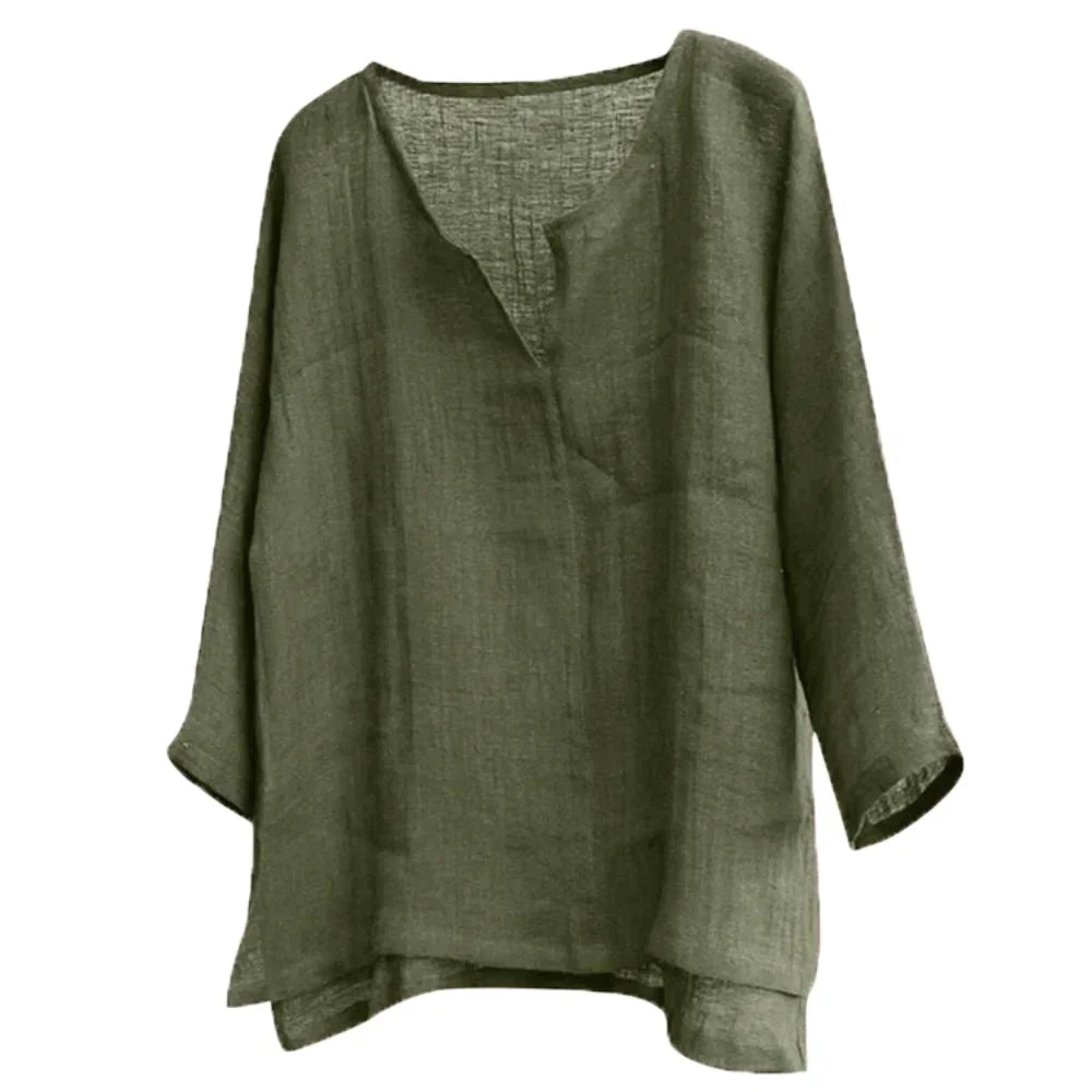 Autumn New Men's Long Sleeve Baggy V-neck Shirt Solid Color Casual Breathable Lightweight  Versatile Basic Tops Male Dailywear