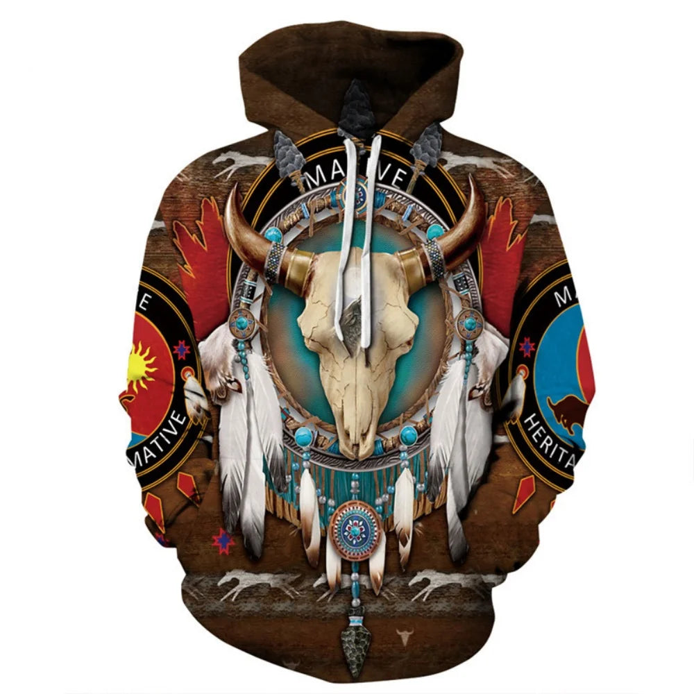 Men's Clothing Bohemian Style Hooded Shirt Autumn New in Sweatshirts Loose Long Sleeve Y2k Clothes Fashion Tops Men's Hoodie