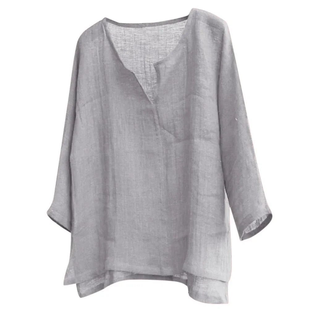 Autumn New Men's Long Sleeve Baggy V-neck Shirt Solid Color Casual Breathable Lightweight  Versatile Basic Tops Male Dailywear