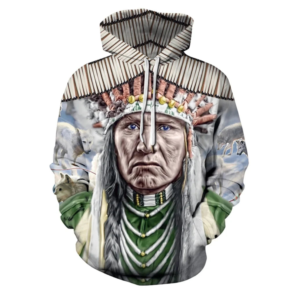 Men's Clothing Bohemian Style Hooded Shirt Autumn New in Sweatshirts Loose Long Sleeve Y2k Clothes Fashion Tops Men's Hoodie