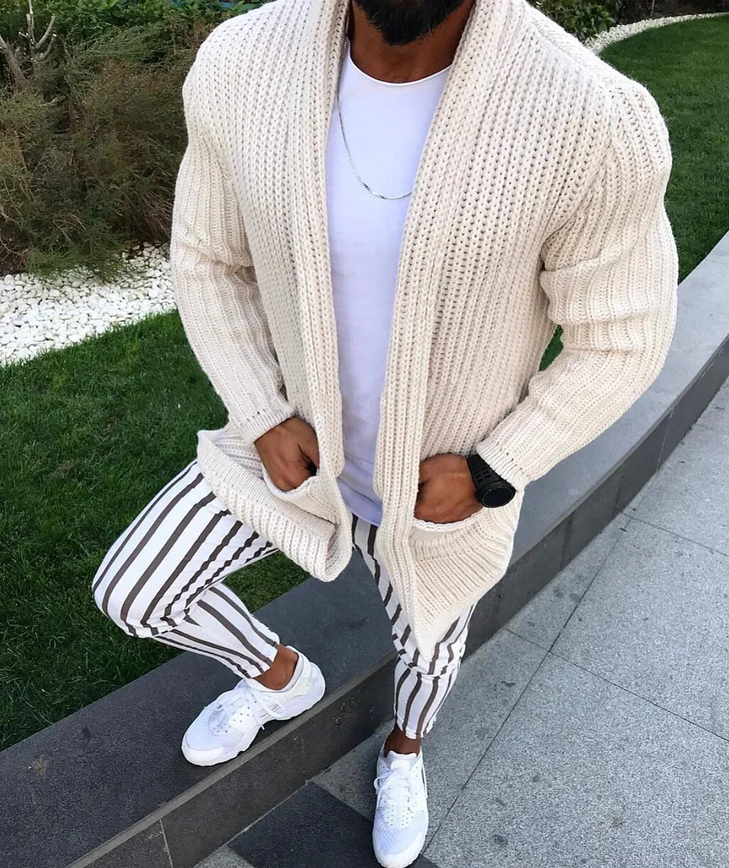 Muscular Men's Sweater, European and American Style, Long-sleeved, Slim-fit Knitted Sweater Coat for Autumn and Winter S-3XL