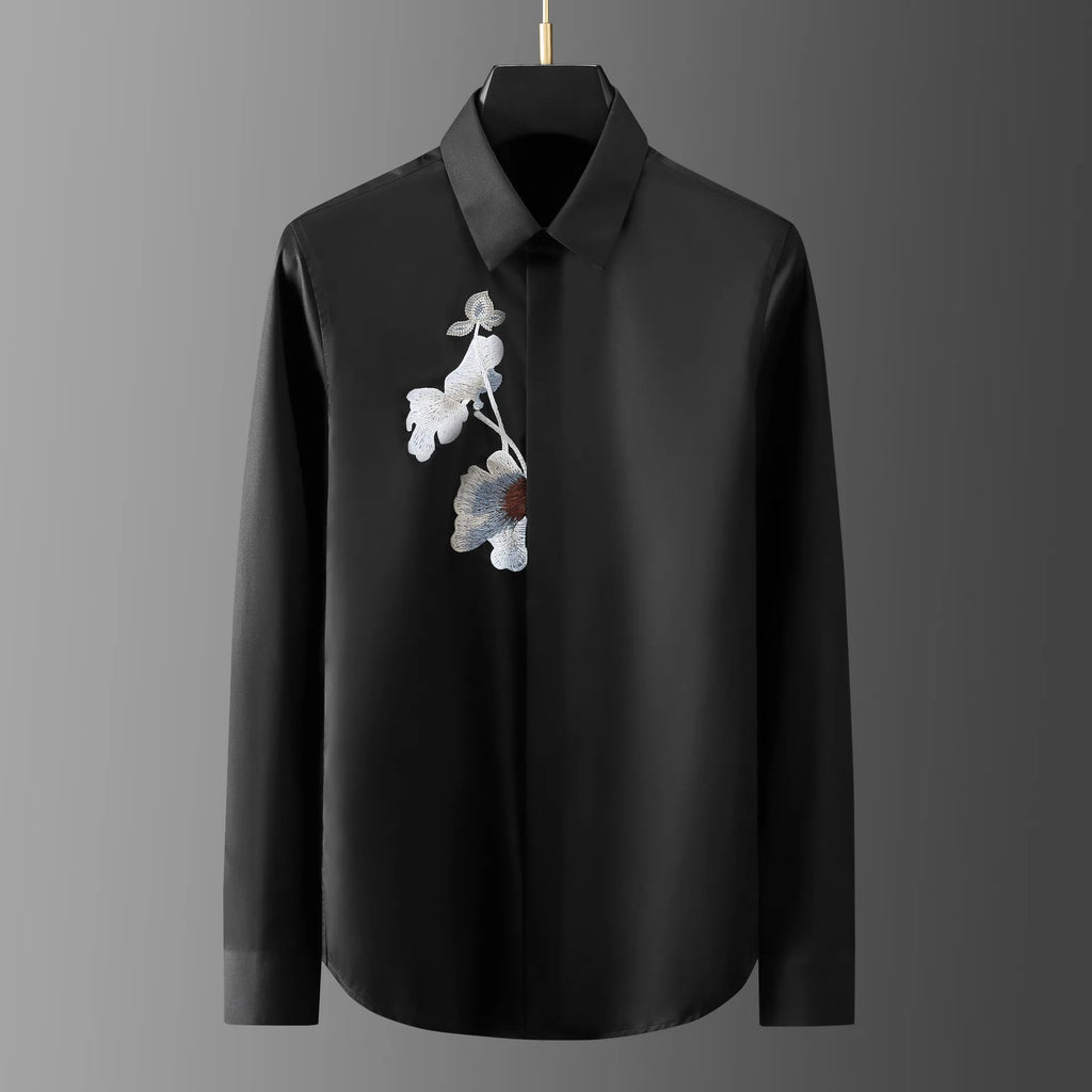 Brand Lotus 2025 Men's Shirt High Quality Casual Business Dress Shirt Long Sleeve Luxury Social Banquet Party Casual Shirts