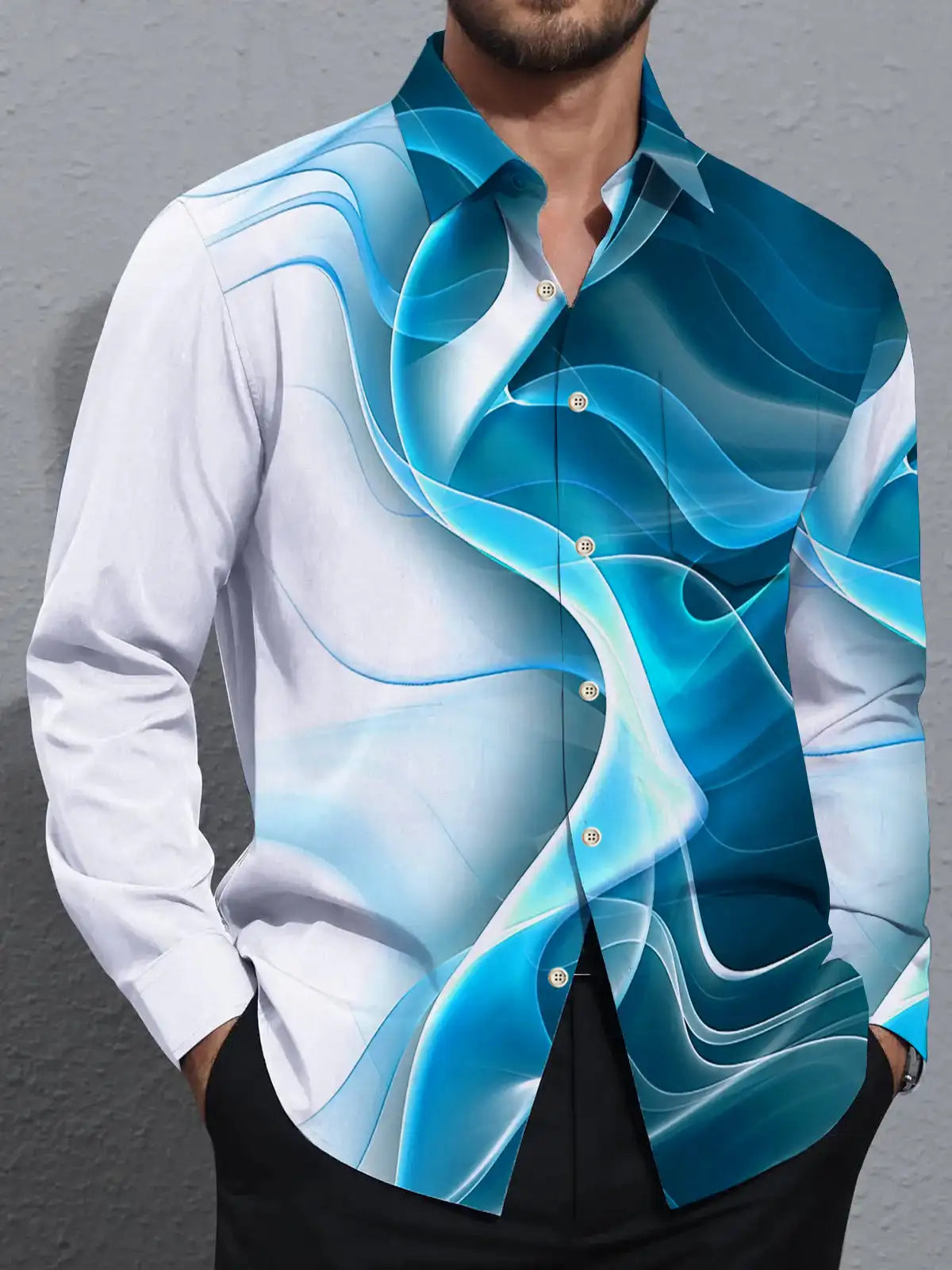 Men's shirts, button down shirts, casual shirts, spring and summer, printed long sleeves, daily, fashionable, comfortable