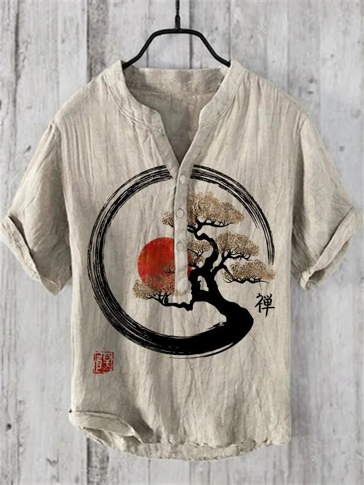 Men's Casual Short-Sleeved Printed Vacation Clothing Plus Size Men's 2026 Summer New Top Short-Sleeved Shirt