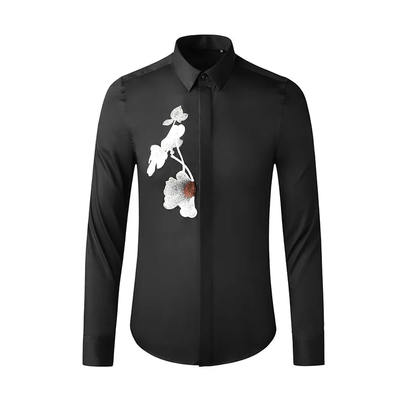 Brand Lotus 2025 Men's Shirt High Quality Casual Business Dress Shirt Long Sleeve Luxury Social Banquet Party Casual Shirts