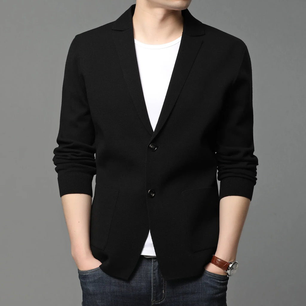 New Autumn Style Cardigan Men's Coat, Korean Version, Knitted Suit, Pure Color Sweater, Personalized for Young People's Coat
