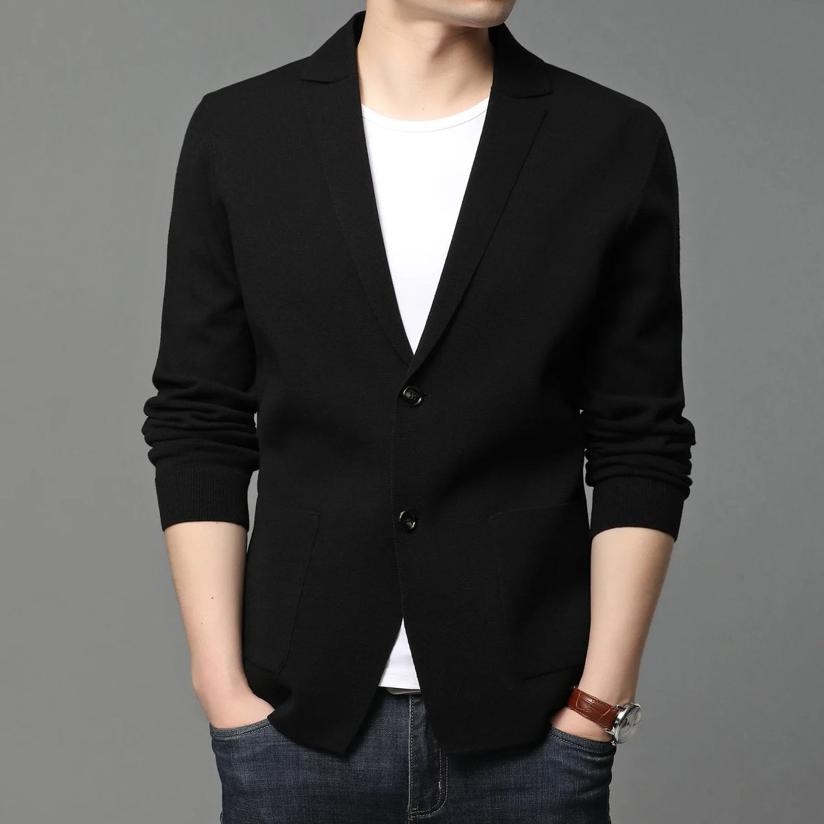 New Autumn Style Cardigan Men's Coat, Korean Version, Knitted Suit, Pure Color Sweater, Personalized for Young People's Coat