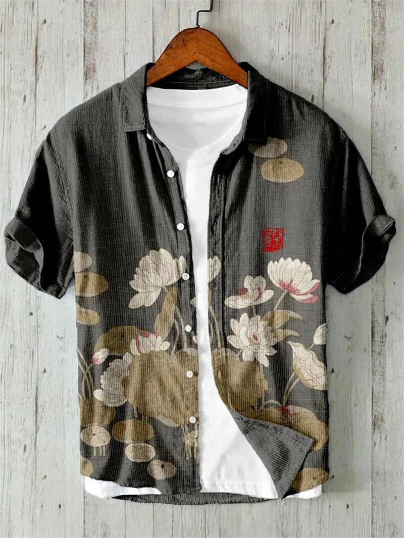 Men's Linen Short Sleeve Shirt Comfortable Breathable Short Sleeve Shirt Design Men's Hawaiian Summer Shirt Top