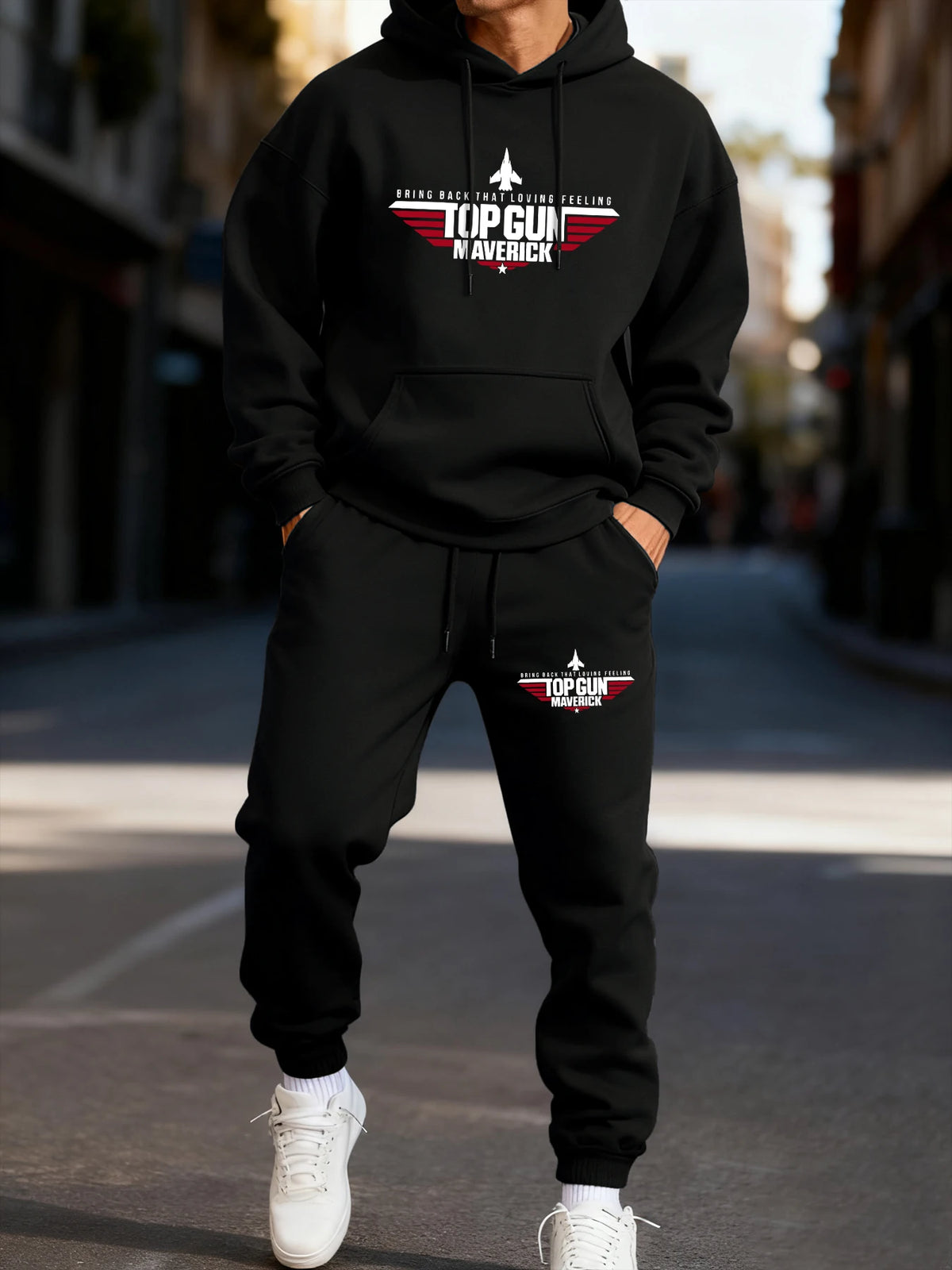 Top Gun Maverick Print Man'S Hoodie Set Sporty Long-Length Two Pices Sets Street Couple'S Sweatpants Autumn Fashion Clothing