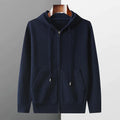 Autumn And Winter Men's 100% Pure Wool Cardigan Warm Zipper Hooded Casual Knitted Cashmere Coat