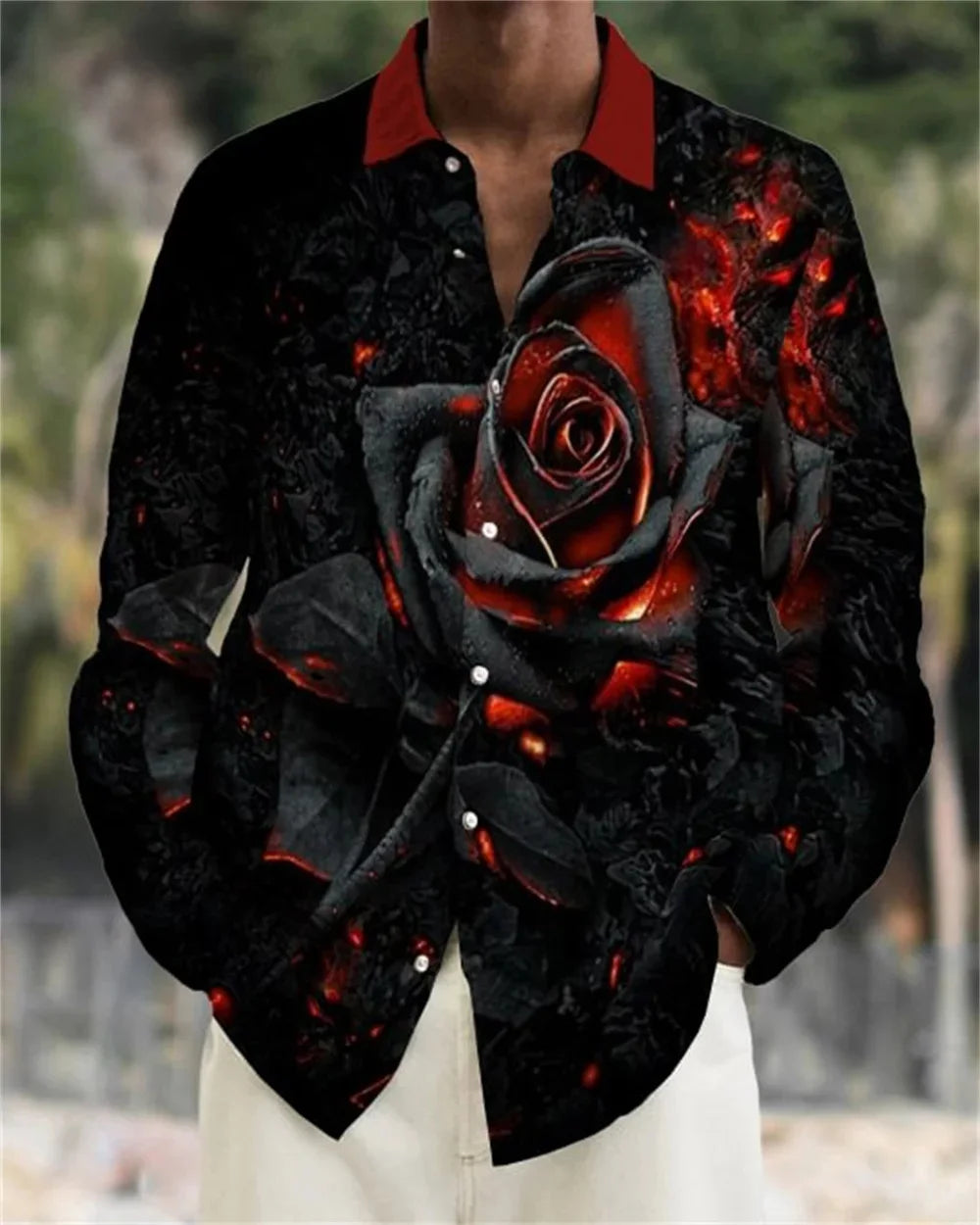 Men's long sleeve shirt High quality 3D printed shirt, floral pattern, spring and autumn, casual and stylish, comfortable fabric