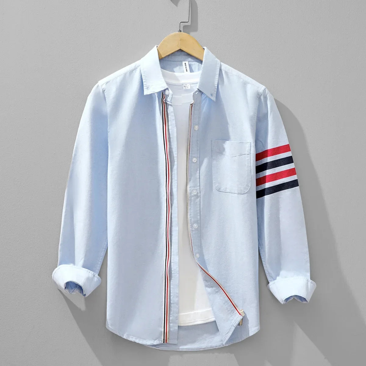 Fashionable Retro Striped Men's Long Sleeve Shirt Casual Handsome Outerwear Korean Style Spring Autumn Wear from Mainland China