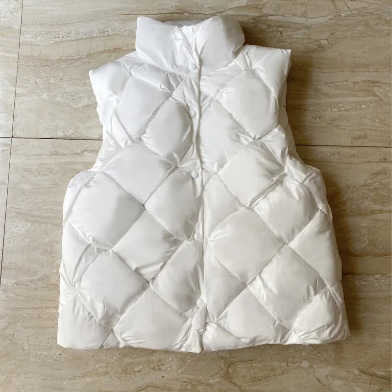 2023 High Quality Autumn Winter Vest Women Knitting Sleeveless Cardigan Puffer Jacket Streetwear Thickened Parka Oversized Vest
