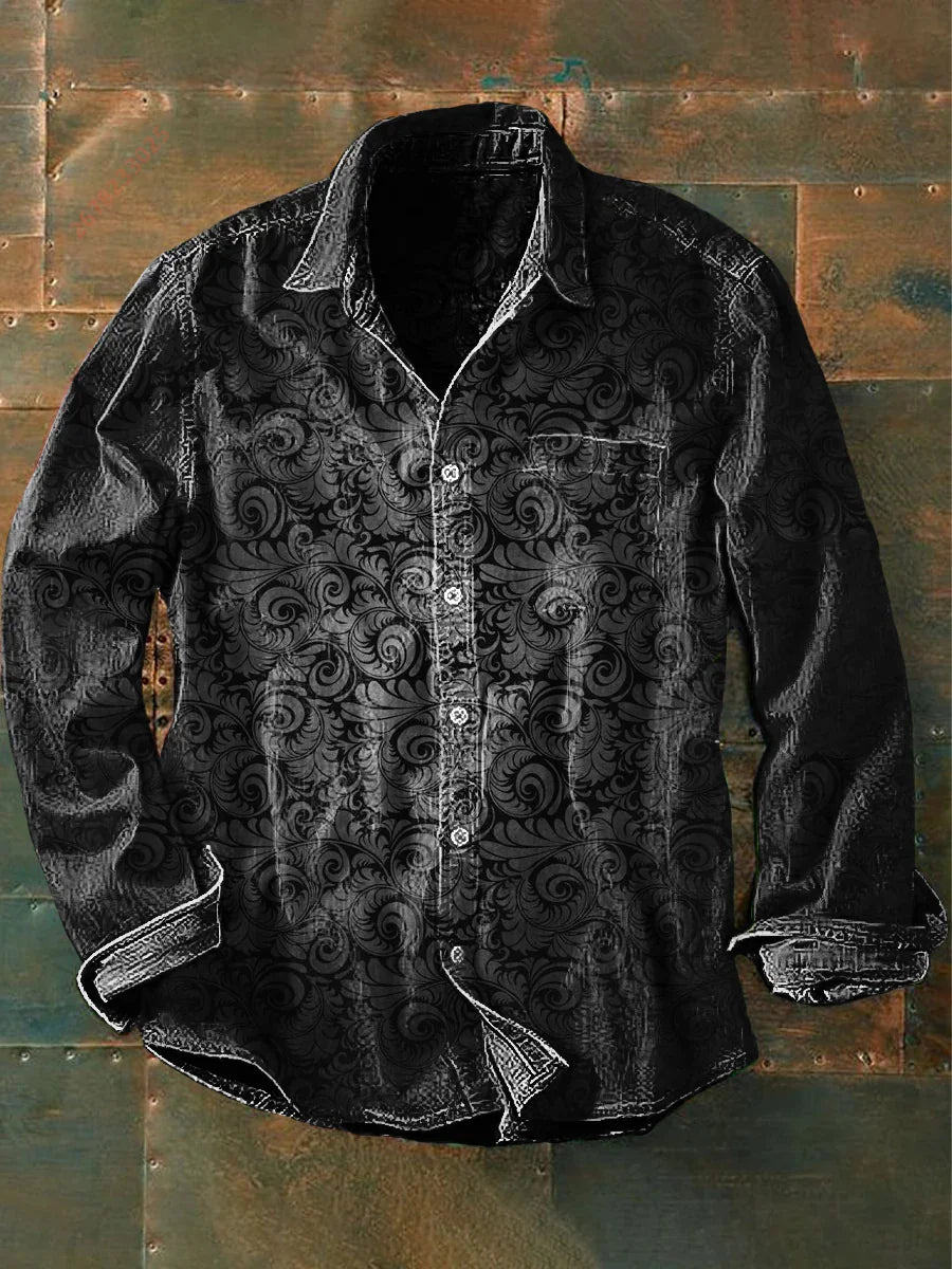 2026 New Retro Graffiti Sunflower Print Long-Sleeve Shirt, European and American Style Casual Fashion Top, Sizes XS-6XL