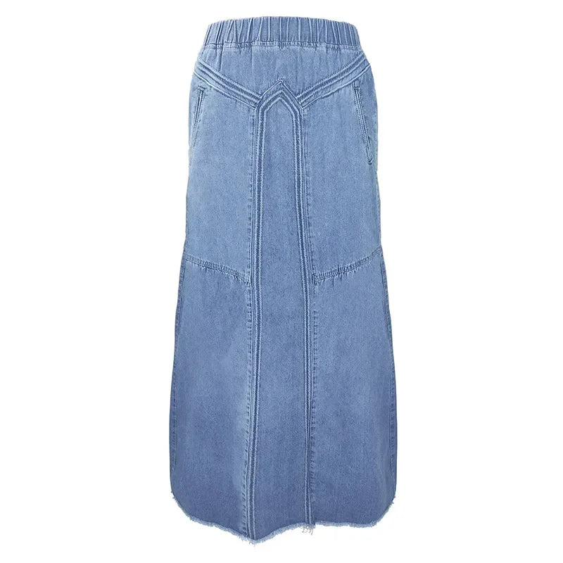 High-Waisted Long Dress Women's Autumn/Winter European And American Cross-Border Style Denima Material Simple Versatile Skirt