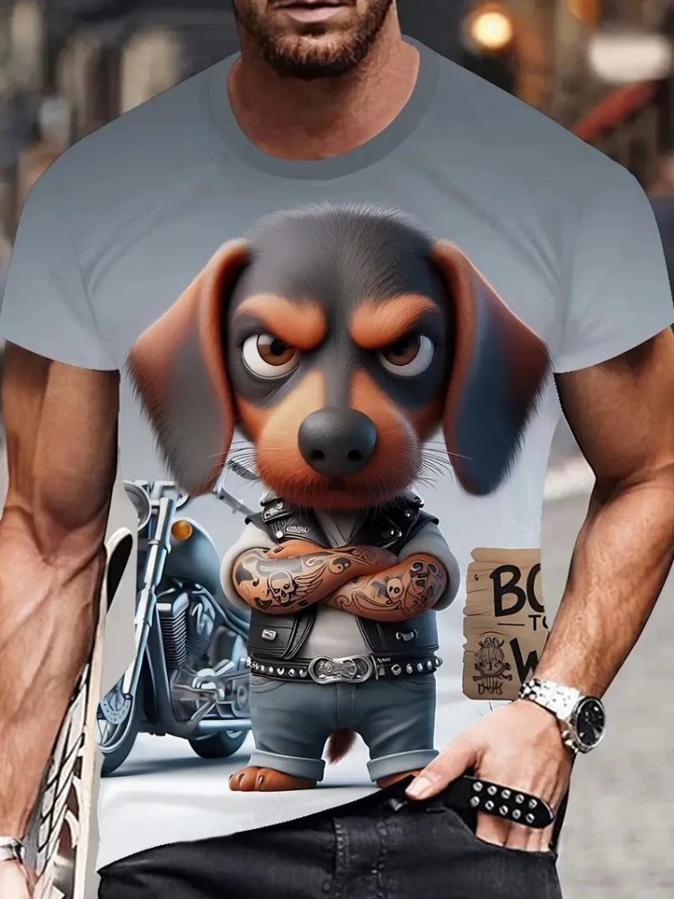 Cute Fat Cat Men's T Shirt Animal 3D Print Casual Short Sleeve Funny T Shirts Fashion Streetwear Round Neck Oversized Clothing