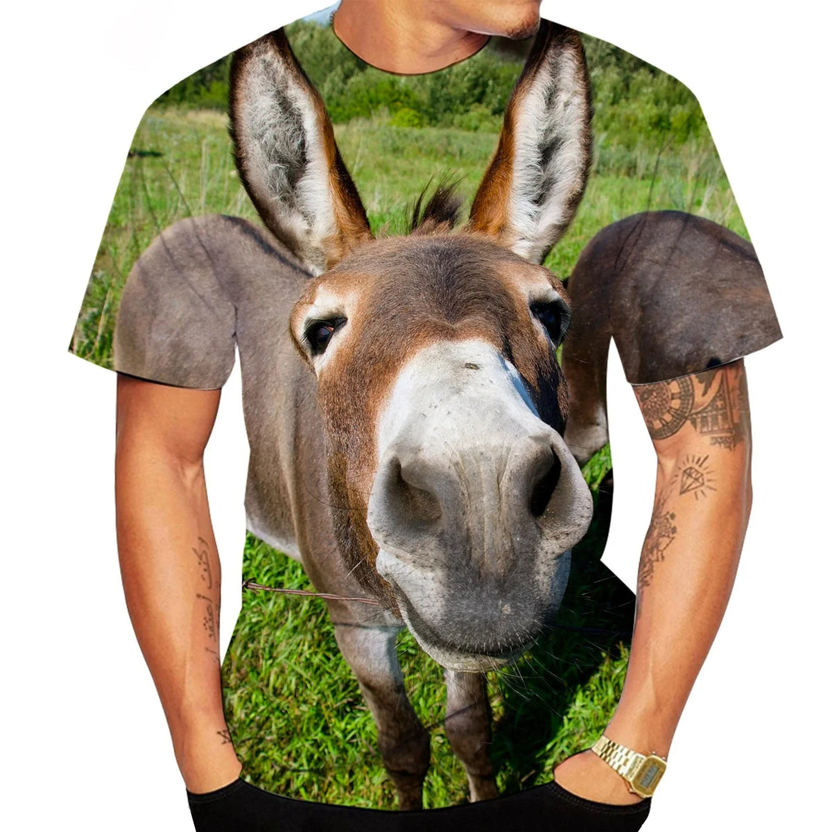 Funny Donkey T-Shirts Animal 3D Print Men Streetwear Casual Short Sleeve T Shirts Oversized Harajuku Kid Top Tees Clothing