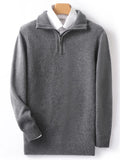 Autumn/Winter New Men's 100% Pure Wool Sweater Business Casual Half Zip Lapel Pullover Thickened Warm Knitted Long Sleeve Jumper
