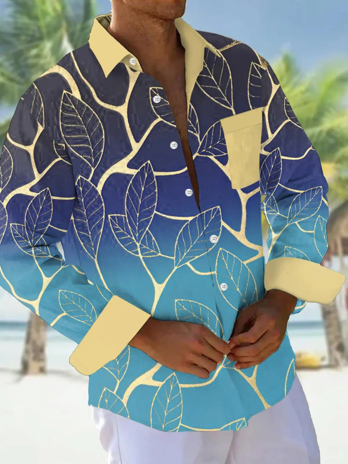 Men's shirts, button down shirts, casual shirts, spring and summer, printed long sleeves, daily, fashionable, comfortable