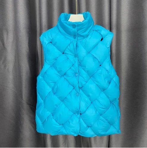 2023 High Quality Autumn Winter Vest Women Knitting Sleeveless Cardigan Puffer Jacket Streetwear Thickened Parka Oversized Vest
