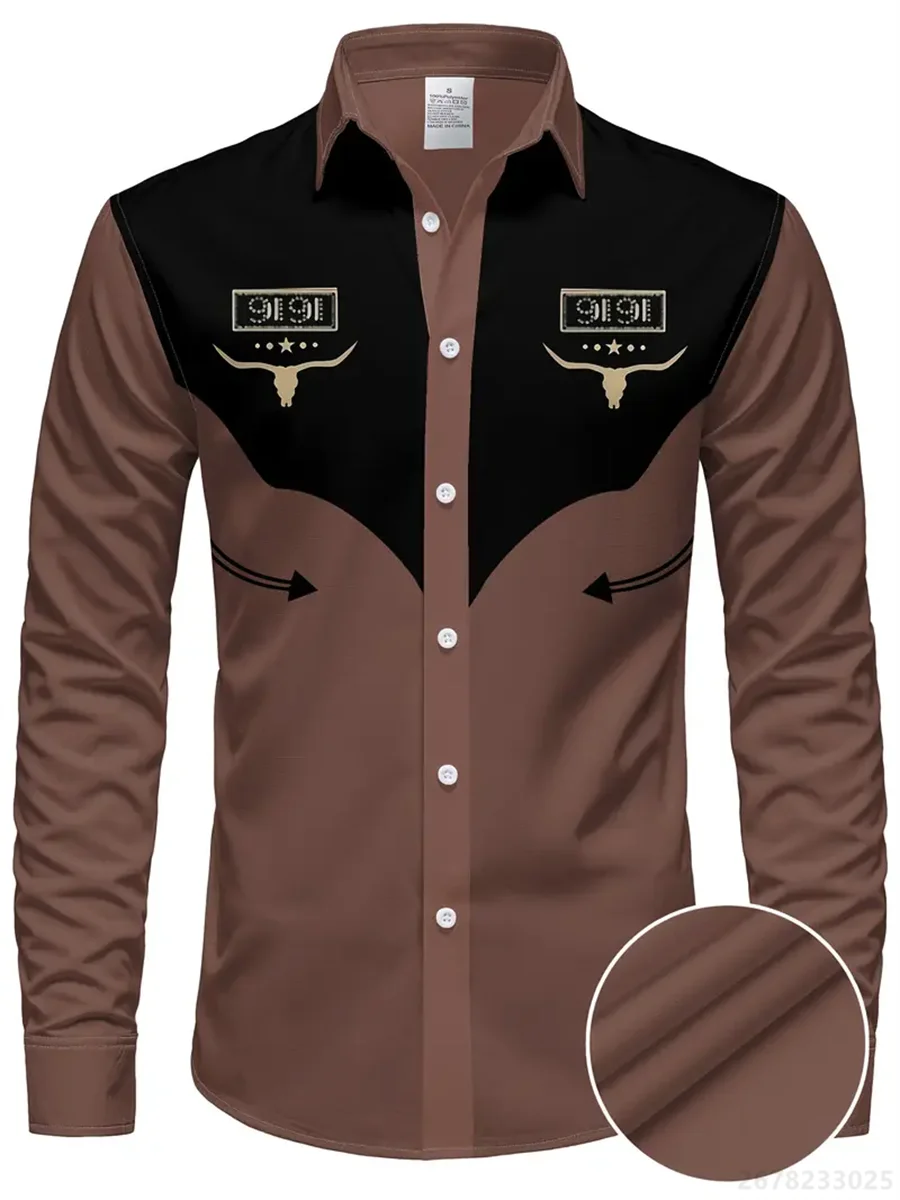 Men's shirt long sleeve shirt, casual retro striped denim style fashion design long men's top, casual breathable button style