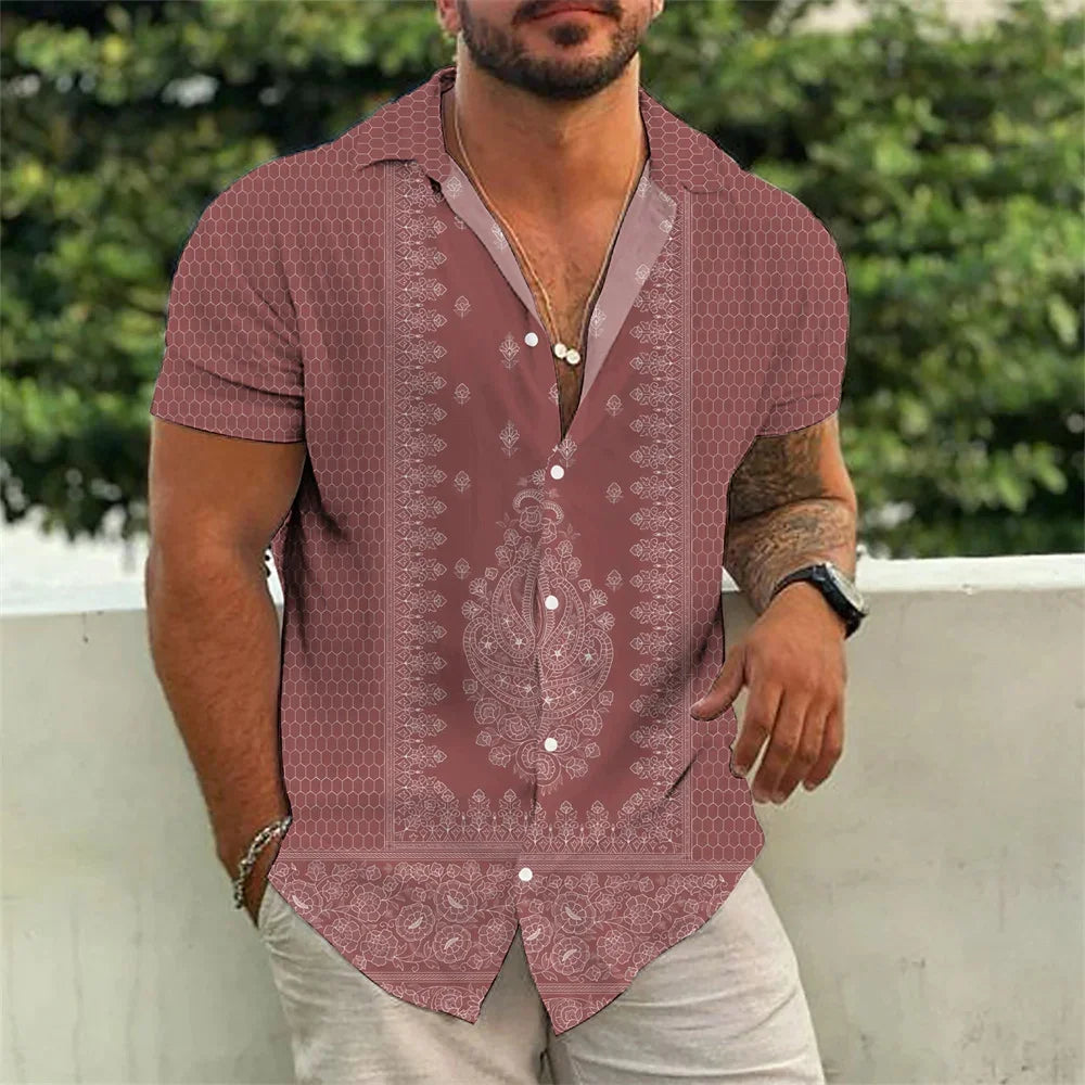 2024 Summer Hawaiian Men's Casual Printed Shirts Street Fashion Short Sleeves Flip Collar Button Comfortable Fabric Clothing