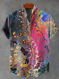 3D digital printing image of linen short sleeved shirt, designed for men's party atmosphere, casual style, retro men's shirt