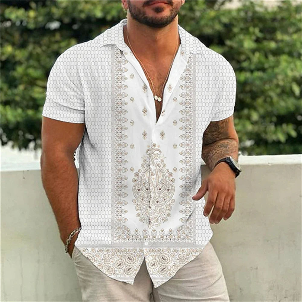 2024 Summer Hawaiian Men's Casual Printed Shirts Street Fashion Short Sleeves Flip Collar Button Comfortable Fabric Clothing