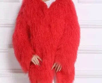 2025 Autumn Fashion Warm Short Real Mongolia Sheep Fur Jacket Women Plus Size Curly Lamb Fur Jacket Female