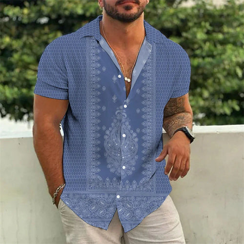 2024 Summer Hawaiian Men's Casual Printed Shirts Street Fashion Short Sleeves Flip Collar Button Comfortable Fabric Clothing
