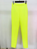 HIGH STREET Newest 2026 Designer Fashion Trousers Women‘s Hot Fluorescein Yellow Pencil Pants