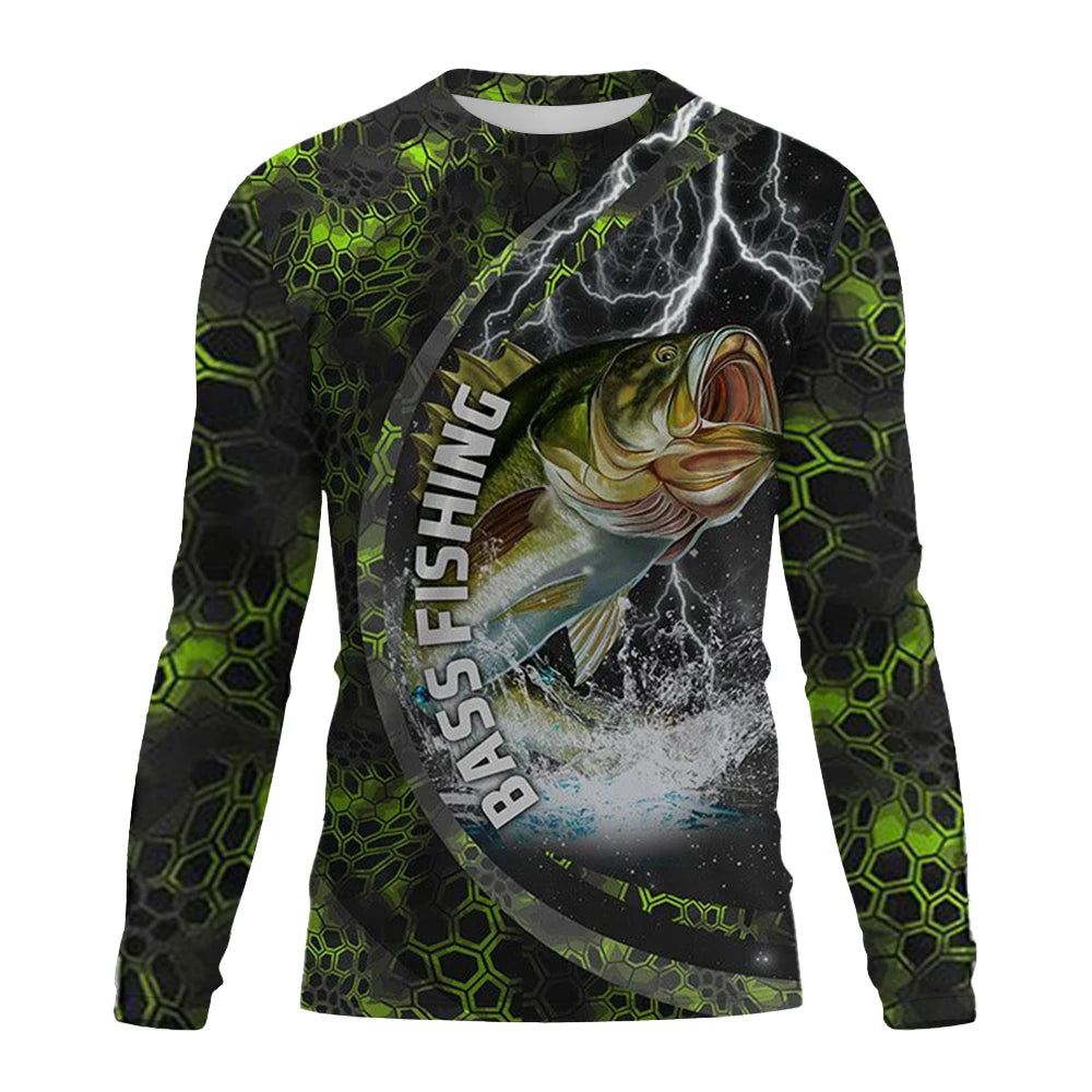 Fishing Shirts Men's T-Shirts Long Sleeve Mens Clothes Autumn Streetwear Crew Neck Pullovers Mens T Shirt Casual Men Clothing