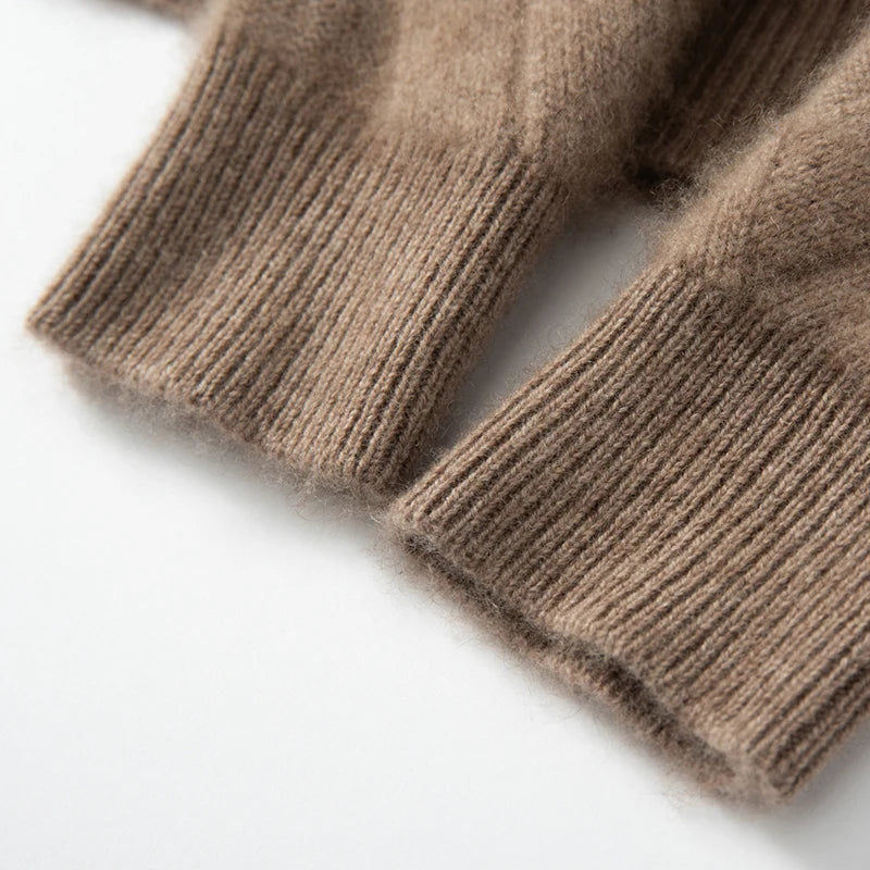New Release: 100% Cashmere Men's Round Neck Pullover Sweater Autumn Winter Thick Knit Men's Sweater Casual Long Sleeved Tops