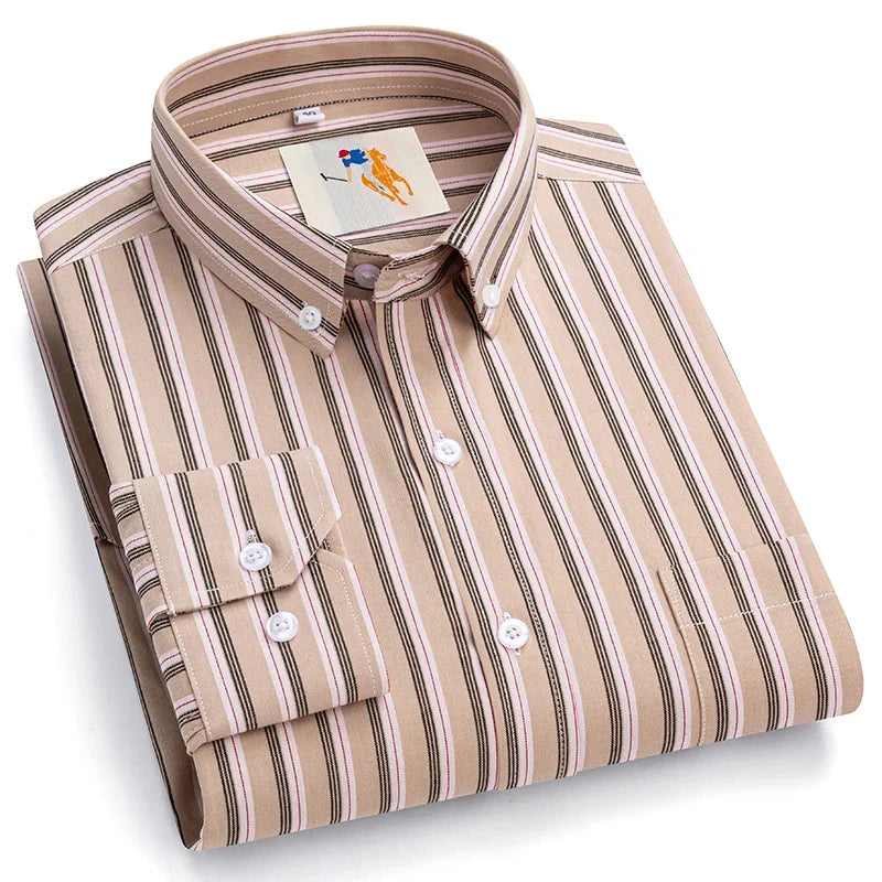 New in Shirt over 9XL 100%Cotton Long-Sleeve Shirts for Men Slim Fit Casual Plain Shirt Soft Striped Thin Korean Popular Clothes