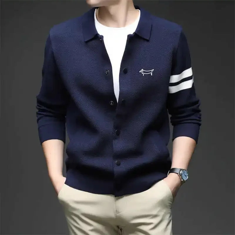 Men's golf knitted cardigan, stand-up collar, autumn men's sweater, all-rounder, business golf jacket, brand golf clothing