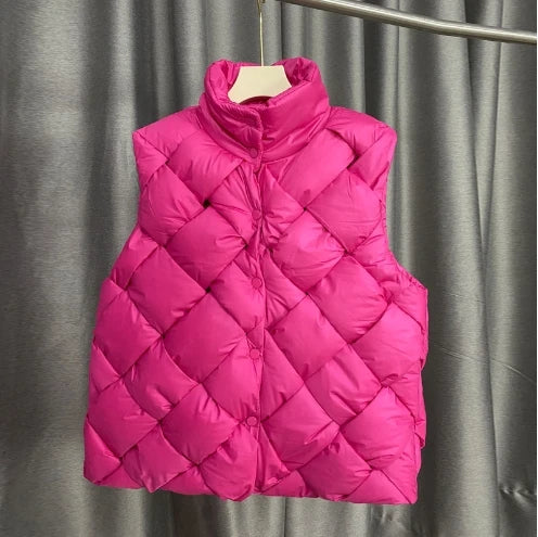 2023 High Quality Autumn Winter Vest Women Knitting Sleeveless Cardigan Puffer Jacket Streetwear Thickened Parka Oversized Vest