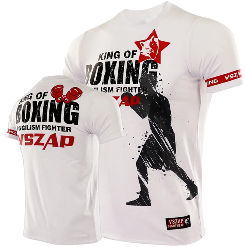 Men's T Shirts Outdoor Muay Thai Workout Clothing Fashion Quick Dry Breathable Gym T-shirt Man Casual O-neck Short Sleeve Tops