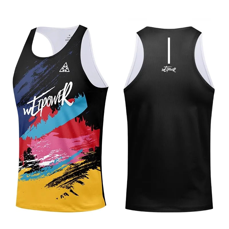 Summer Outdoor Running Sports Tank Tops Men's Women's Marathon Professional Quick Drying Sleeveless Vest Casual Loose O-neck Tee