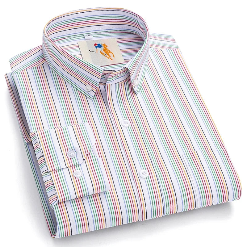New in Shirt over 9XL 100%Cotton Long-Sleeve Shirts for Men Slim Fit Casual Plain Shirt Soft Striped Thin Korean Popular Clothes