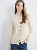 Cardigan for Women Tops Sweater Knitwears Cardigans Knit Coat 100% Wool 2023 Spring Vintage Jumper Jacket Clothes Korean Fashion