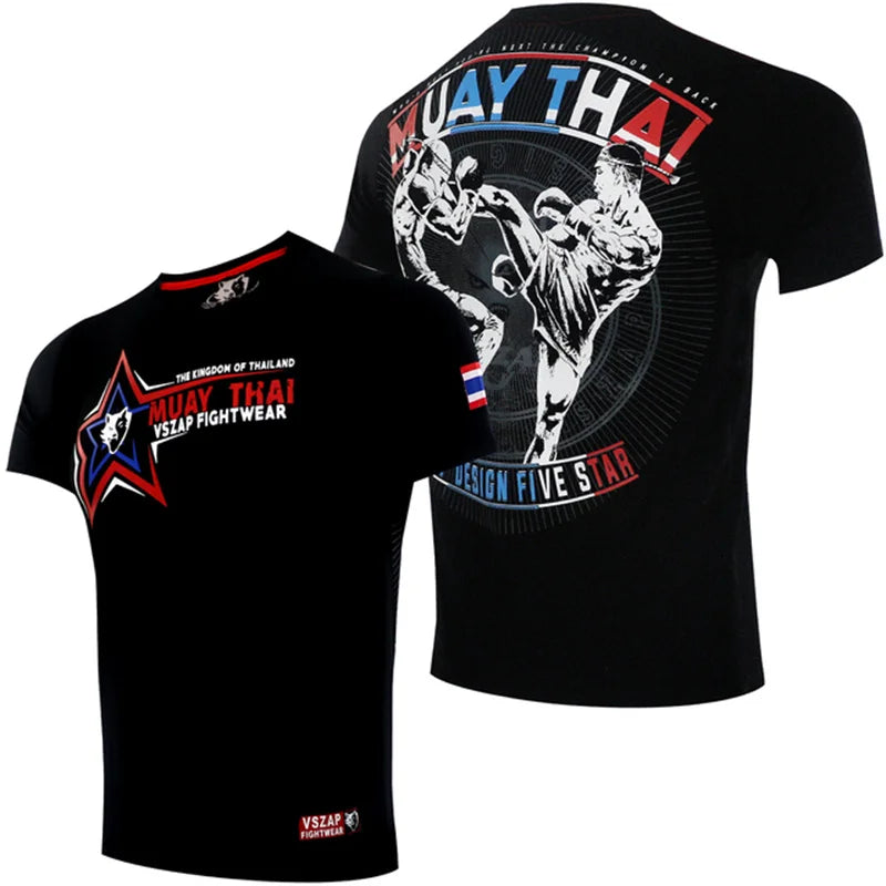 Men's T Shirts Outdoor Muay Thai Workout Clothing Fashion Quick Dry Breathable Gym T-shirt Man Casual O-neck Short Sleeve Tops