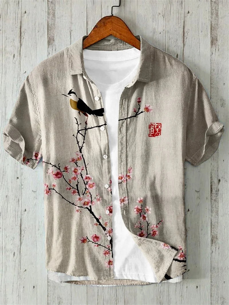 Men's Linen Short Sleeve Shirt Comfortable Breathable Short Sleeve Shirt Design Men's Hawaiian Summer Shirt Top