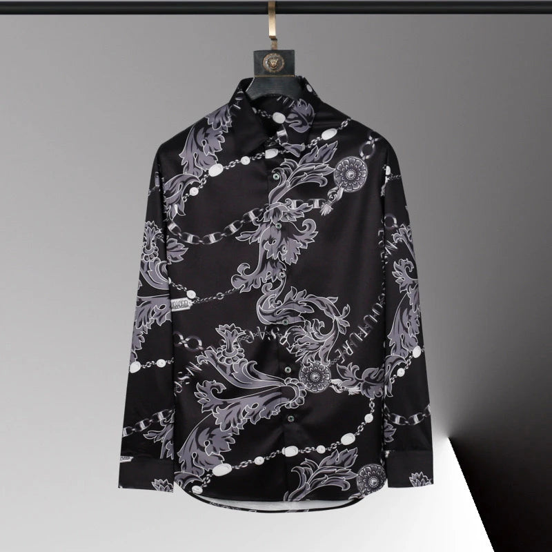 2025 new men's shirt 3D printed men's shirt casual long-sleeved lapel fashion design loose top large size xs-6xl soft fabric