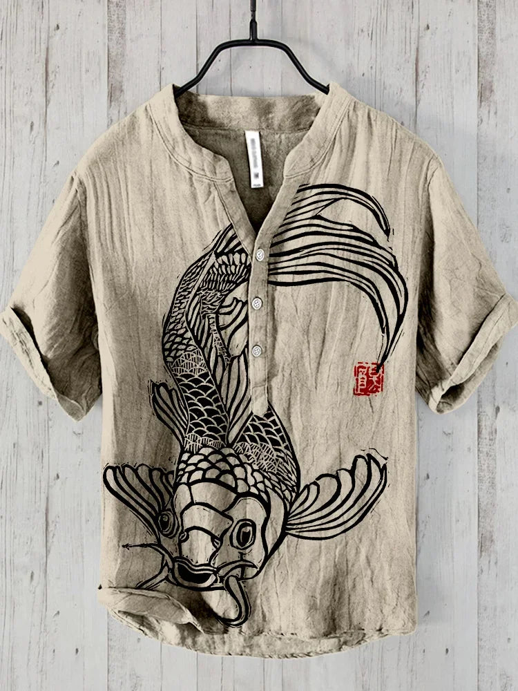 Men's Casual Short-Sleeved Printed Vacation Clothing Plus Size Men's 2026 Summer New Top Short-Sleeved Shirt