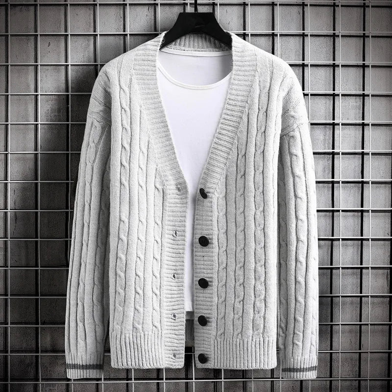 Autumn Men's Sweater Cardigan Slim Fit Single Breasted Solid Color Knitted Cardigan Men Causal Sweatercoat Mens Clothing 2022