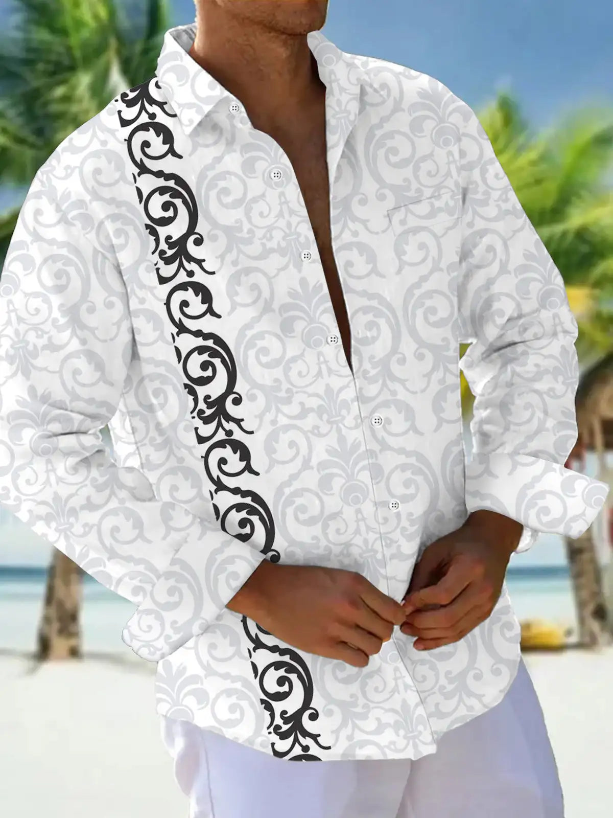Men's shirts, button down shirts, casual shirts, spring and summer, printed long sleeves, daily, fashionable, comfortable