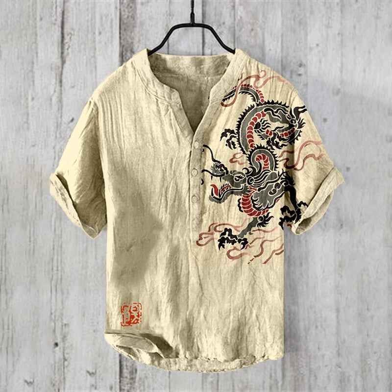 Men's Casual Short-Sleeved Printed Vacation Clothing Plus Size Men's 2026 Summer New Top Short-Sleeved Shirt