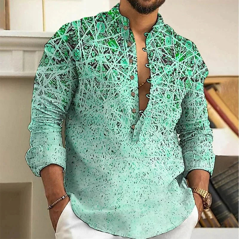 Men's Shirt 3D Floral Print Lapel Long Sleeve Men's Tops Vintage 2025 Street Trend Outdoor Fashion Dress Designer XS-6XL