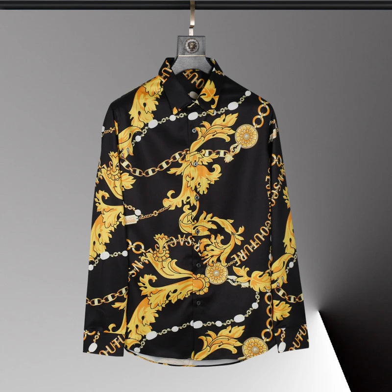 2025 new men's shirt 3D printed men's shirt casual long-sleeved lapel fashion design loose top large size xs-6xl soft fabric