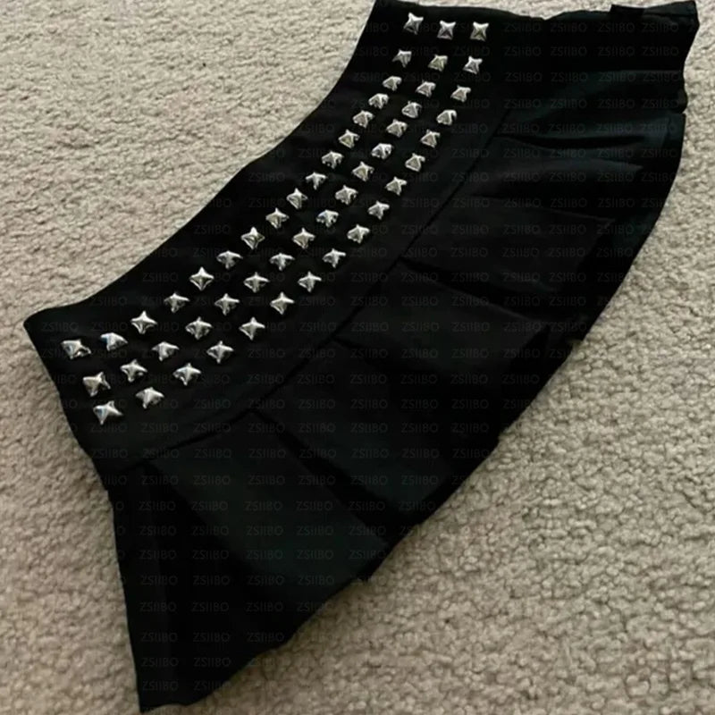 Dark style hot bead Gothic women's half skirt, high waist slimming A-line punk style slimming versatile